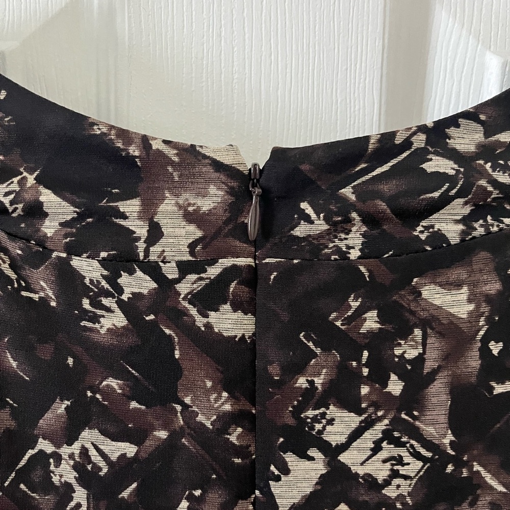 Coldwater Creek Black Midi Dress with Brown-Cream Print Bodice - Picture 4 of 8